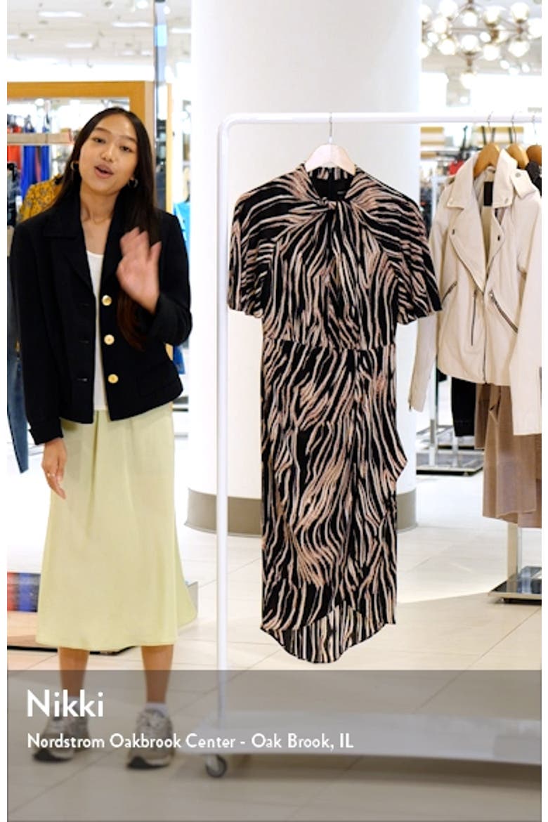 Abstract Stripe Knot Neck Midi Dress video
