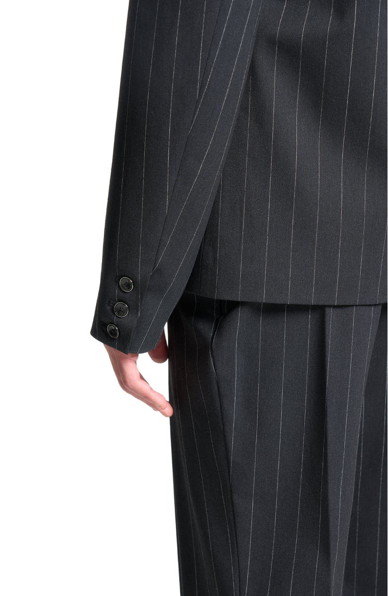 Manière De Voir Gaston Double Breasted Pinstripe Suit Jacket, Alternate, color, Grey