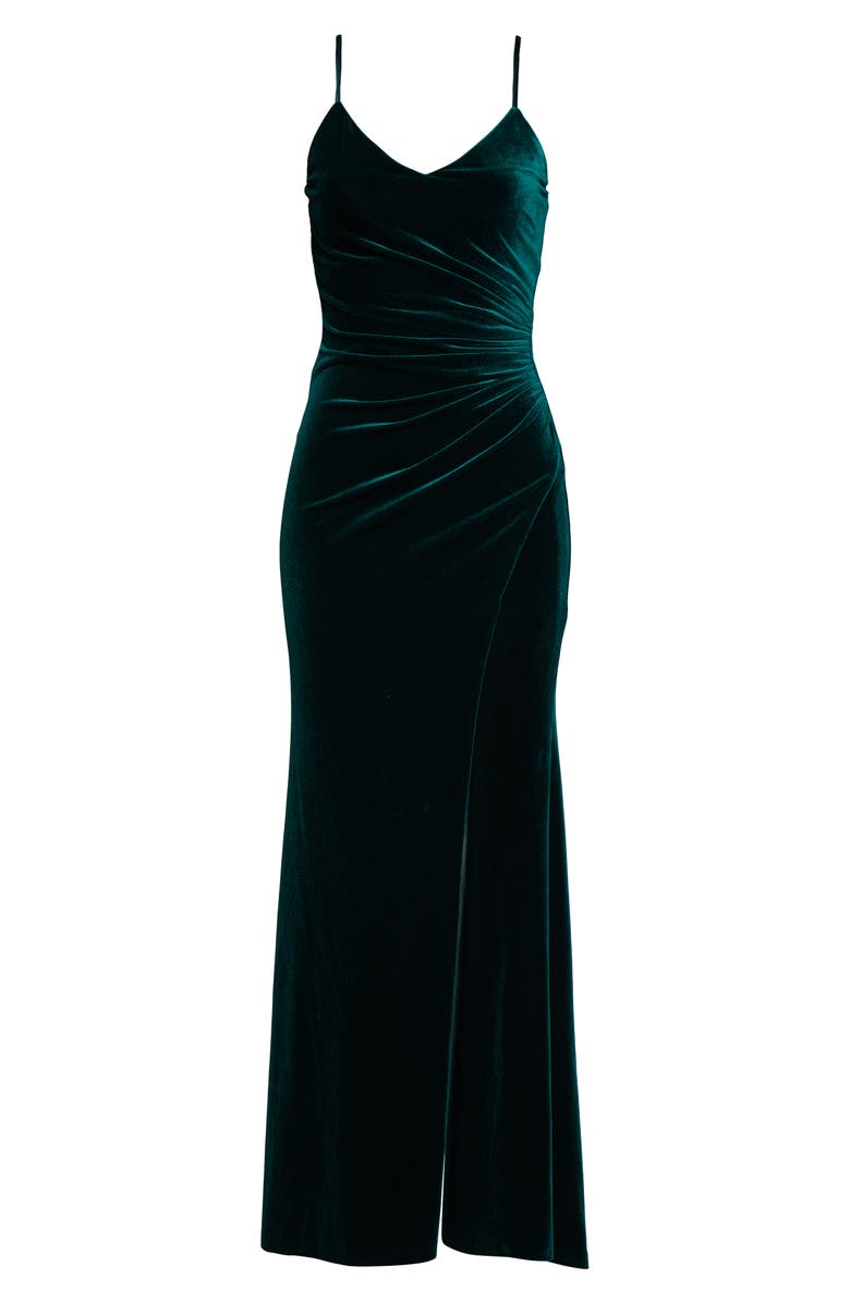Vince Camuto Ruched Side Slit Velvet Evening Gown, Alternate, color,