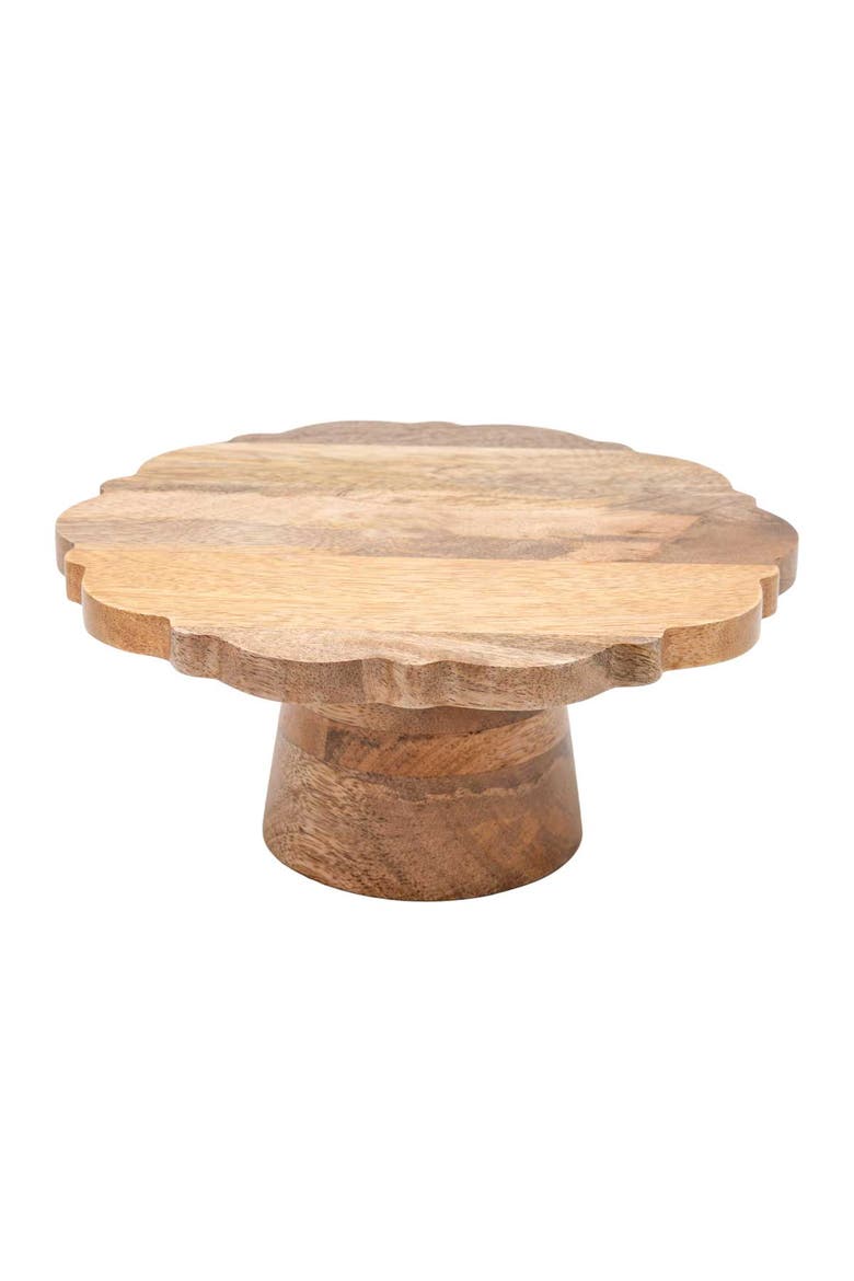Maeve Scallop Wood Riser, Alternate, color, Brown