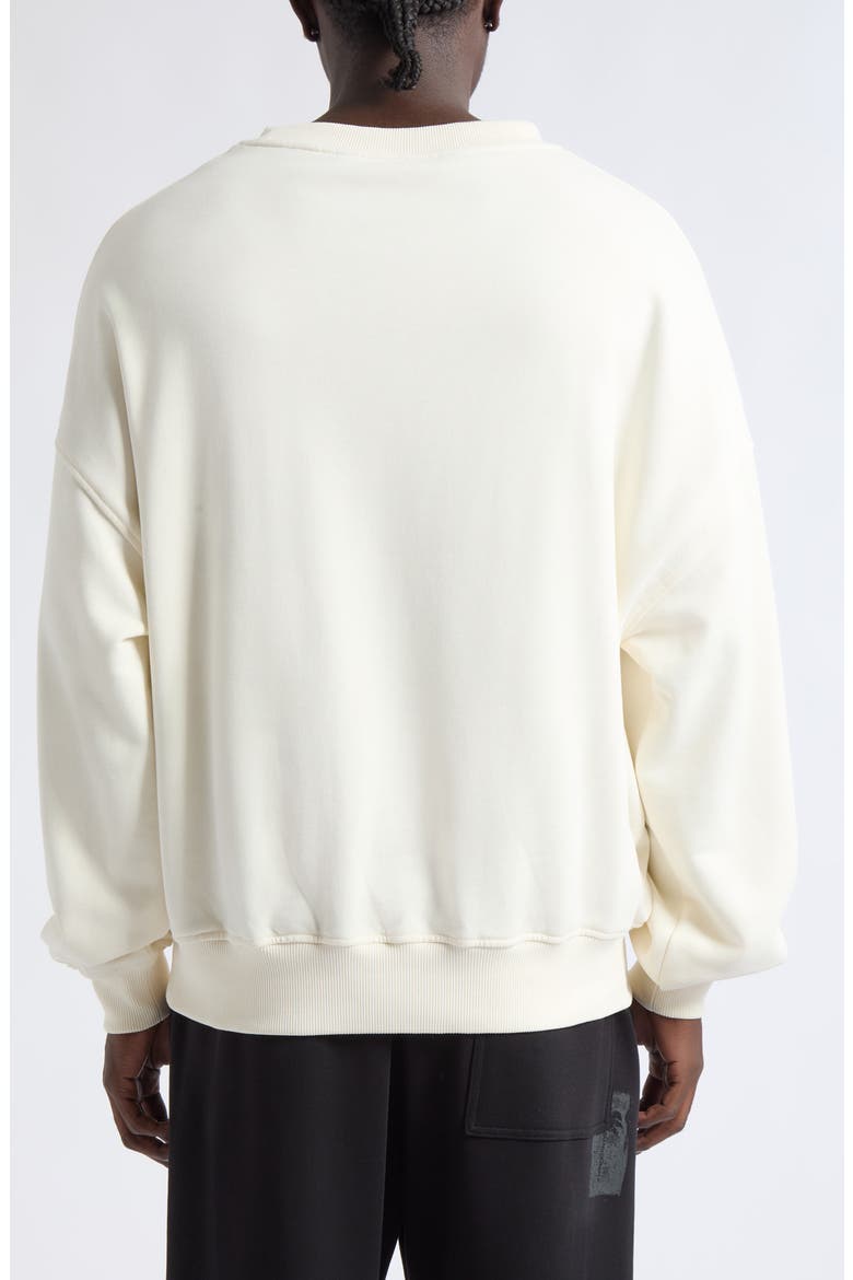 Palm Tree Loose Brushed Cotton Crewneck Sweatshirt, Alternate, color, OFF WHITE - BLACK