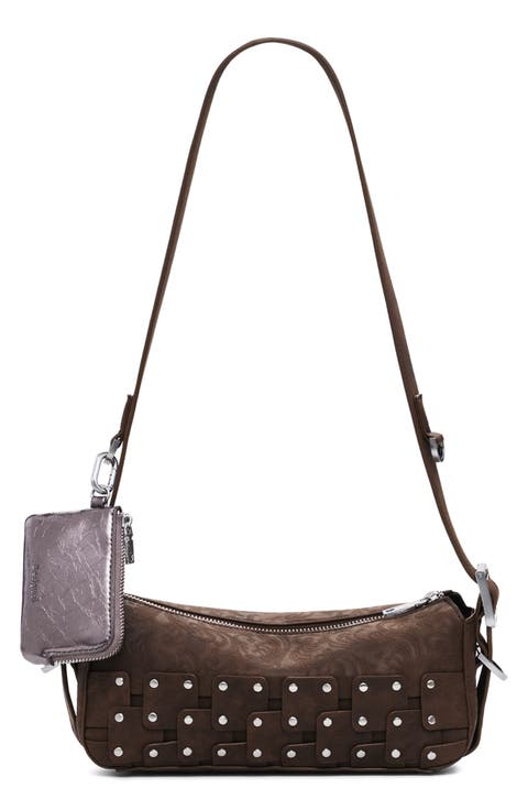 Studded Patchwork Faux Leather Crossbody Bag