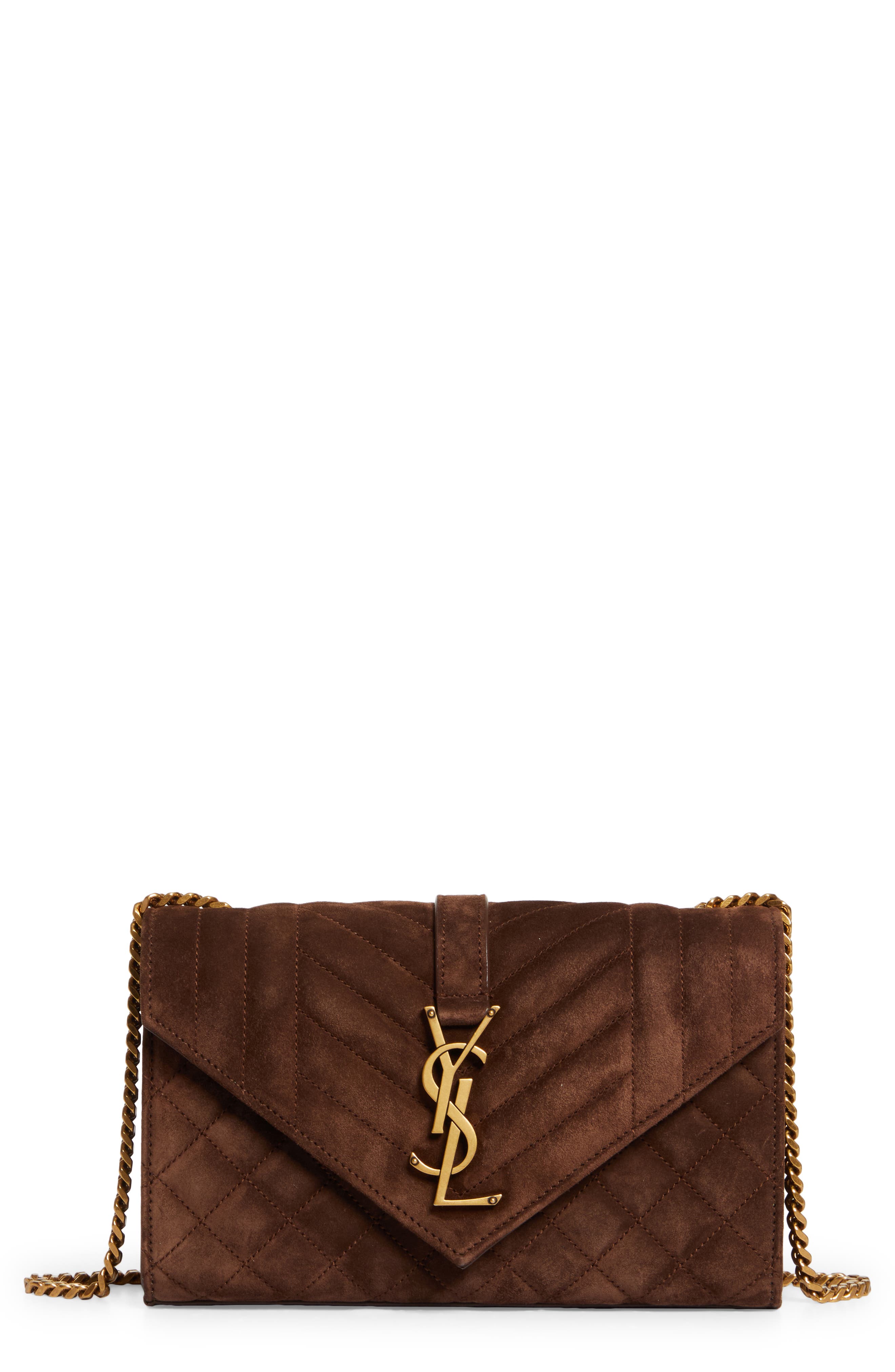 Saint Laurent Small Envelope Suede Crossbody Bag, Main, color, 
