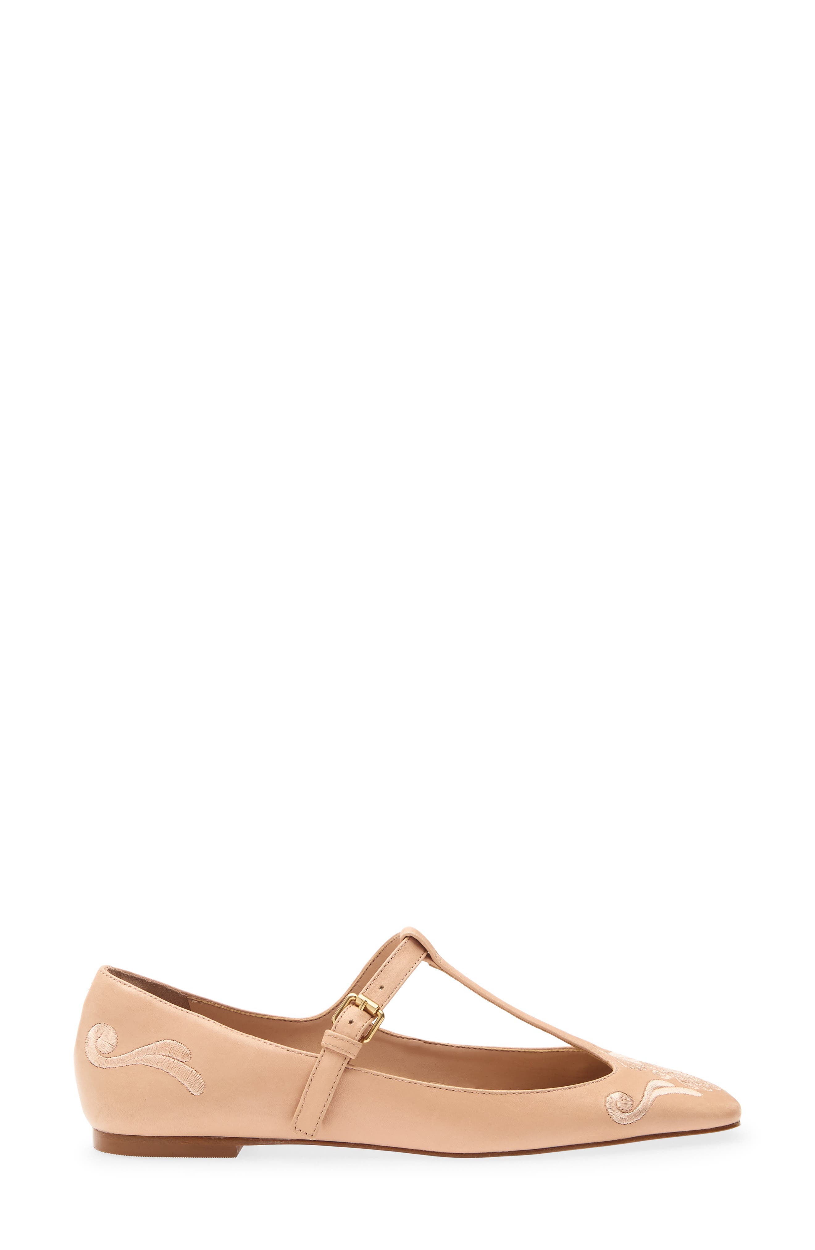 Rechillieu T-Strap Leather Flat, Alternate, color, OLD BLUSH