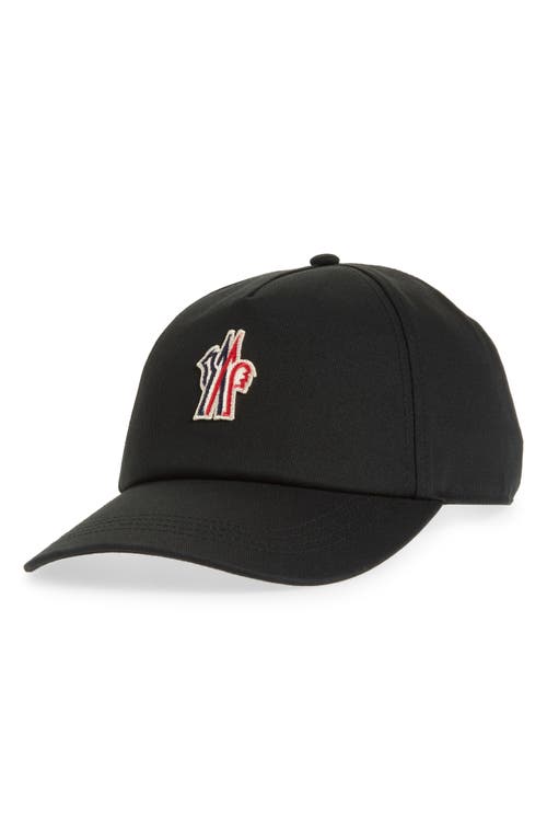 Moncler Grenoble Black Baseball Cap With Logo Embroidery In Cotton Man In Black