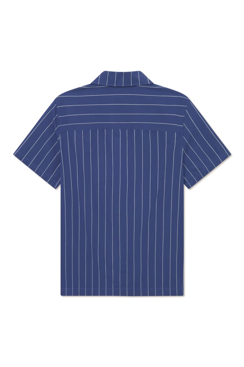 Klark Stripe Poplin Camp Shirt, Alternate, color, BLUEPRINT/ WHITE