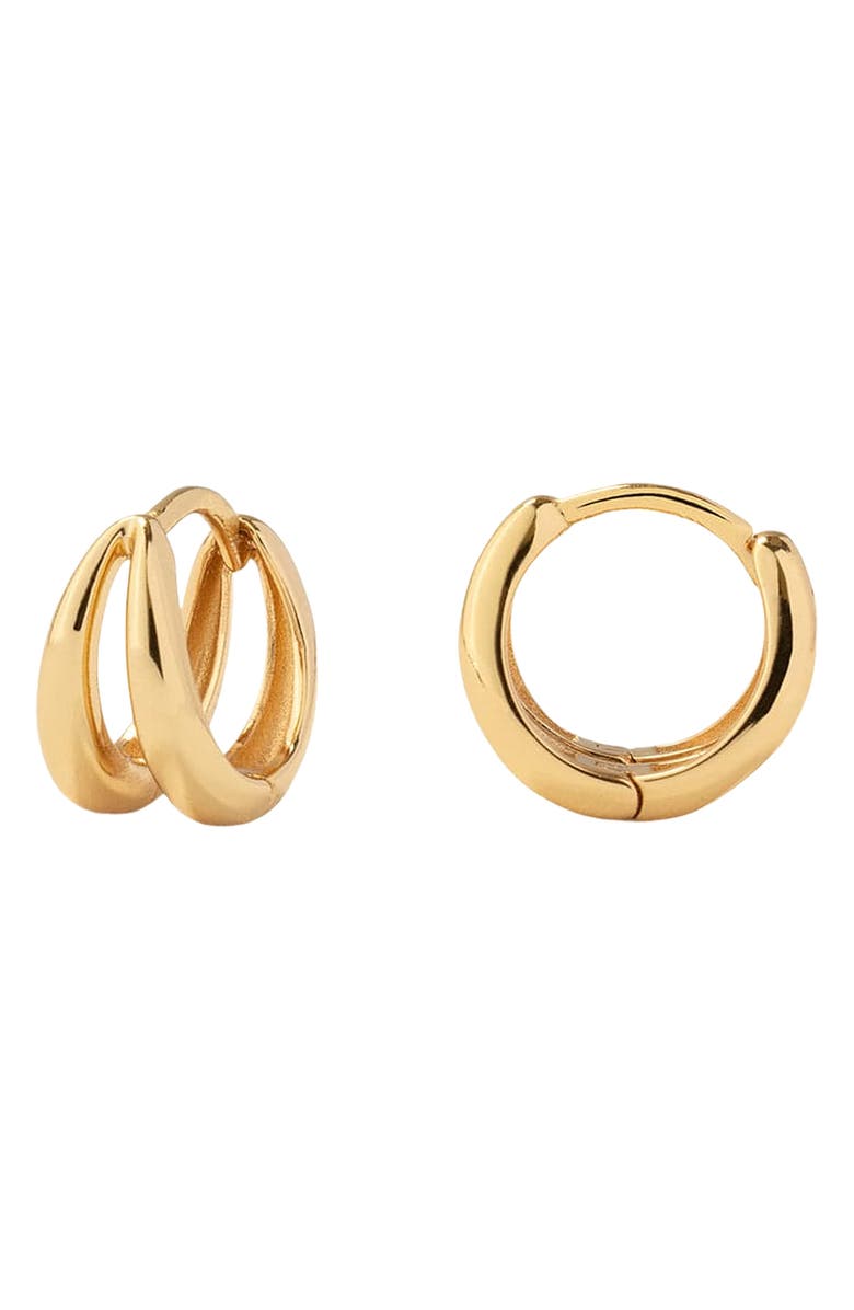MADE BY MARY Split Huggie Hoop Earrings, Main, color, Gold Vermeil