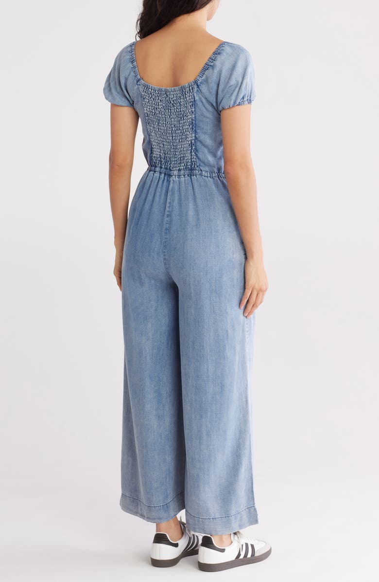 Tractr Kids' Tencel<sup>®</sup> Lyocell Chambray Wide Leg Jumpsuit, Alternate, color, 