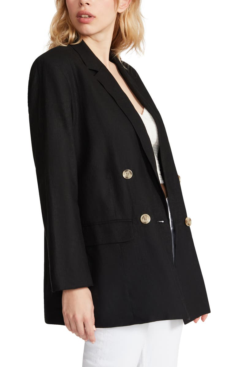 Steve Madden Double Breasted Linen Blend Blazer, Alternate, color,