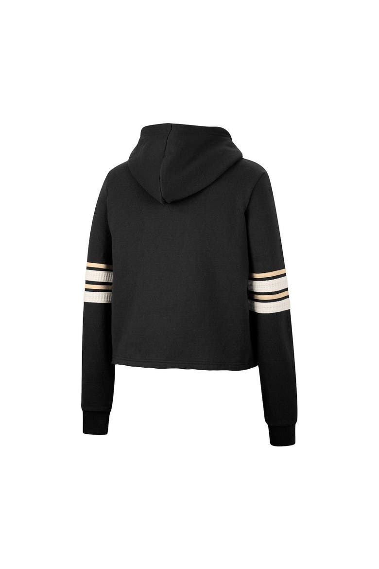 Women's Colosseum Black Army Black Knights Retro Cropped Pullover Hoodie, Alternate, color, Black