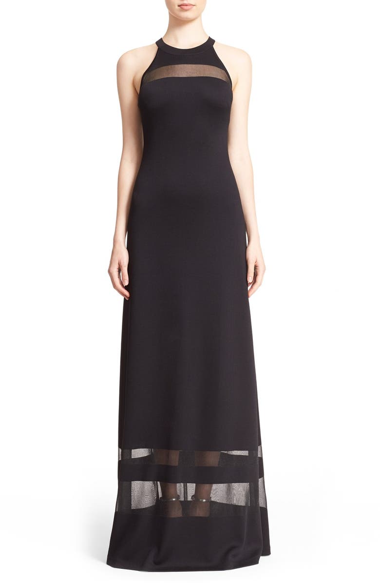 St. John Collection Transparent Stripe Shine Milano Knit Gown, Main, color, 