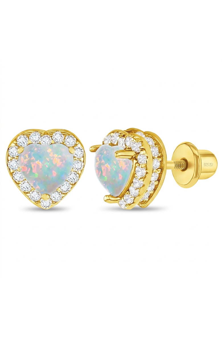 In Season Jewelry Opal CZ Heart Plated Earrings, Main, color, Opal