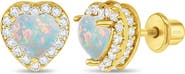 In Season Jewelry Opal CZ Heart Plated Earrings