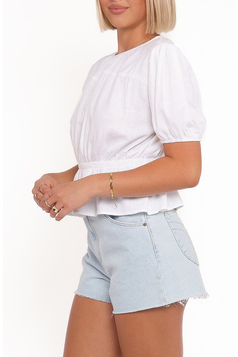 Solstice Cotton & Linen Blend Peplum Top, Alternate, color, WHITE