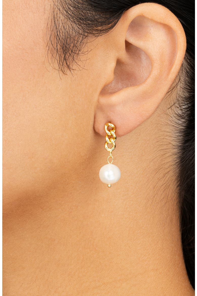 Priscilla Faux Pearl Crisscross Drop Earrings, Alternate, color, GOLD