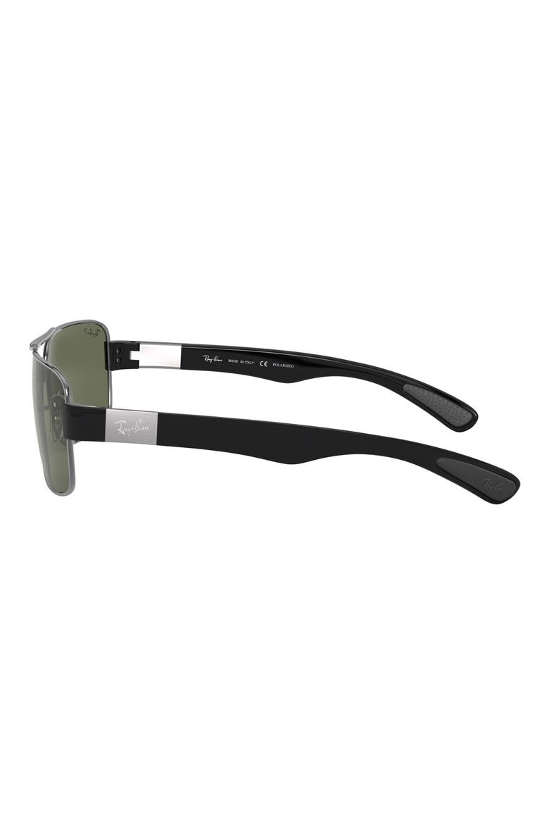 64mm Polarized Oversize Square Sunglasses, Alternate, color, GUNMETAL/ GREEN