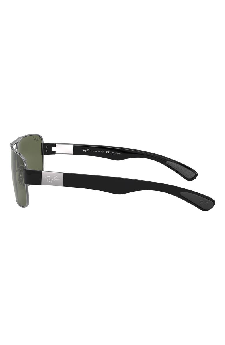 Ray-Ban 64mm Polarized Oversize Square Sunglasses, Alternate, color, Gunmetal/ Green