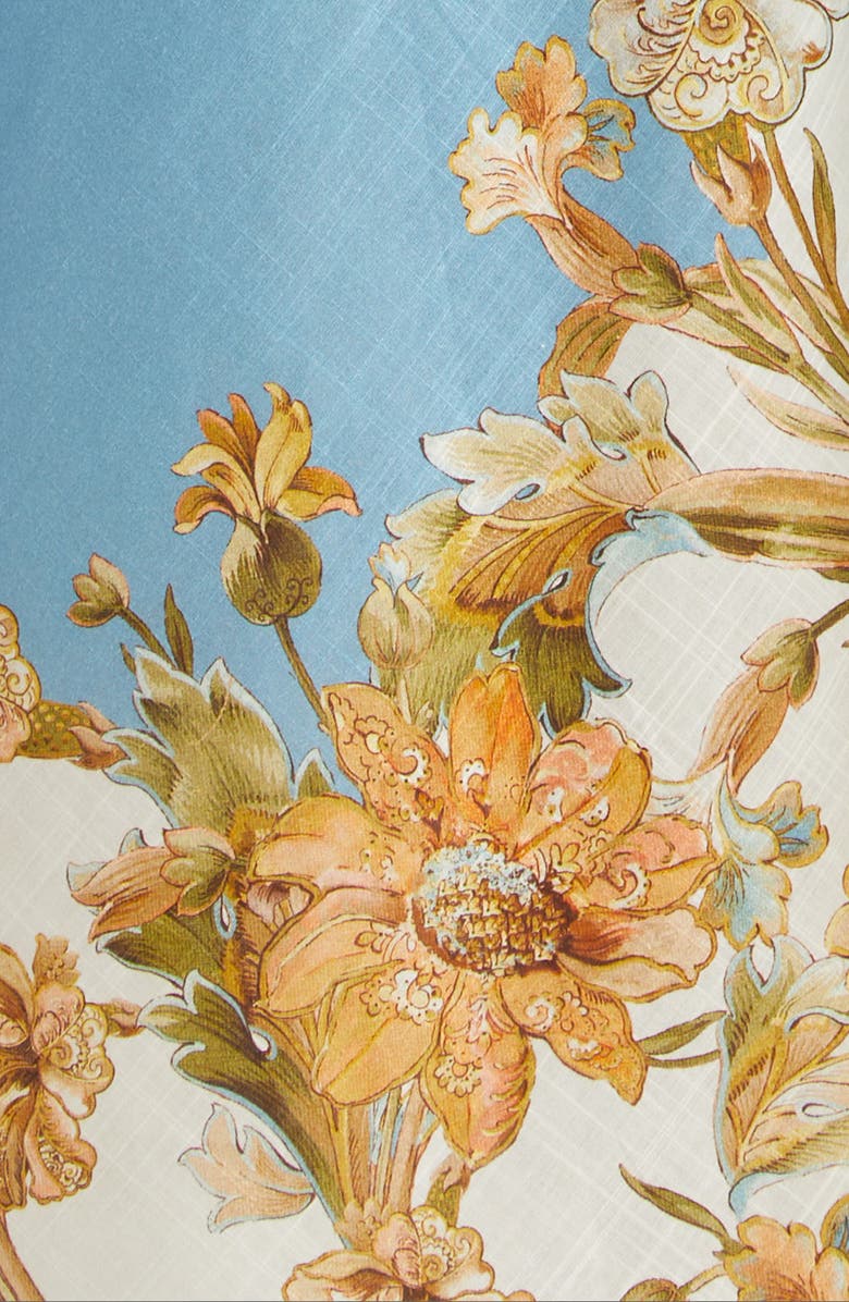 Zimmermann Floral Print Long Sleeve Cotton Chintz Wrap Dress, Alternate, color, 