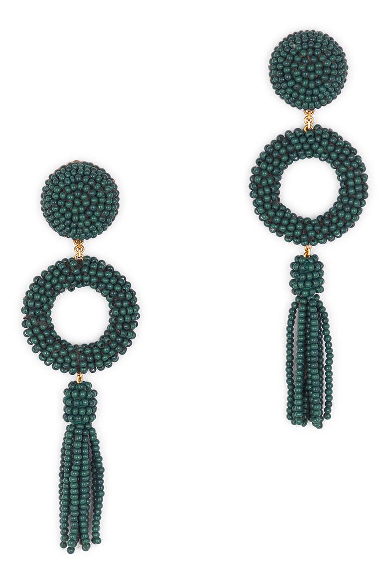 Oliver Beaded Drop Earrings, Main, color, EMERALD