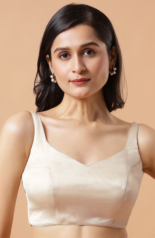 One Minute Saree® Tia Cream Satin Blouse With Criss-cross Adjustable Back Tie Blouse For Women