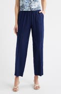Anne Klein High Waist Pull-On Straight Leg Linen Blend Pants