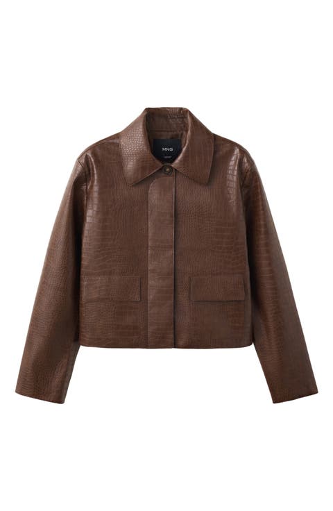 Nilo Croc Embossed Faux Leather Jacket