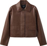 MANGO Nilo Croc Embossed Faux Leather Jacket