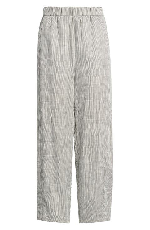 Stripe Linen Blend Ankle Pants