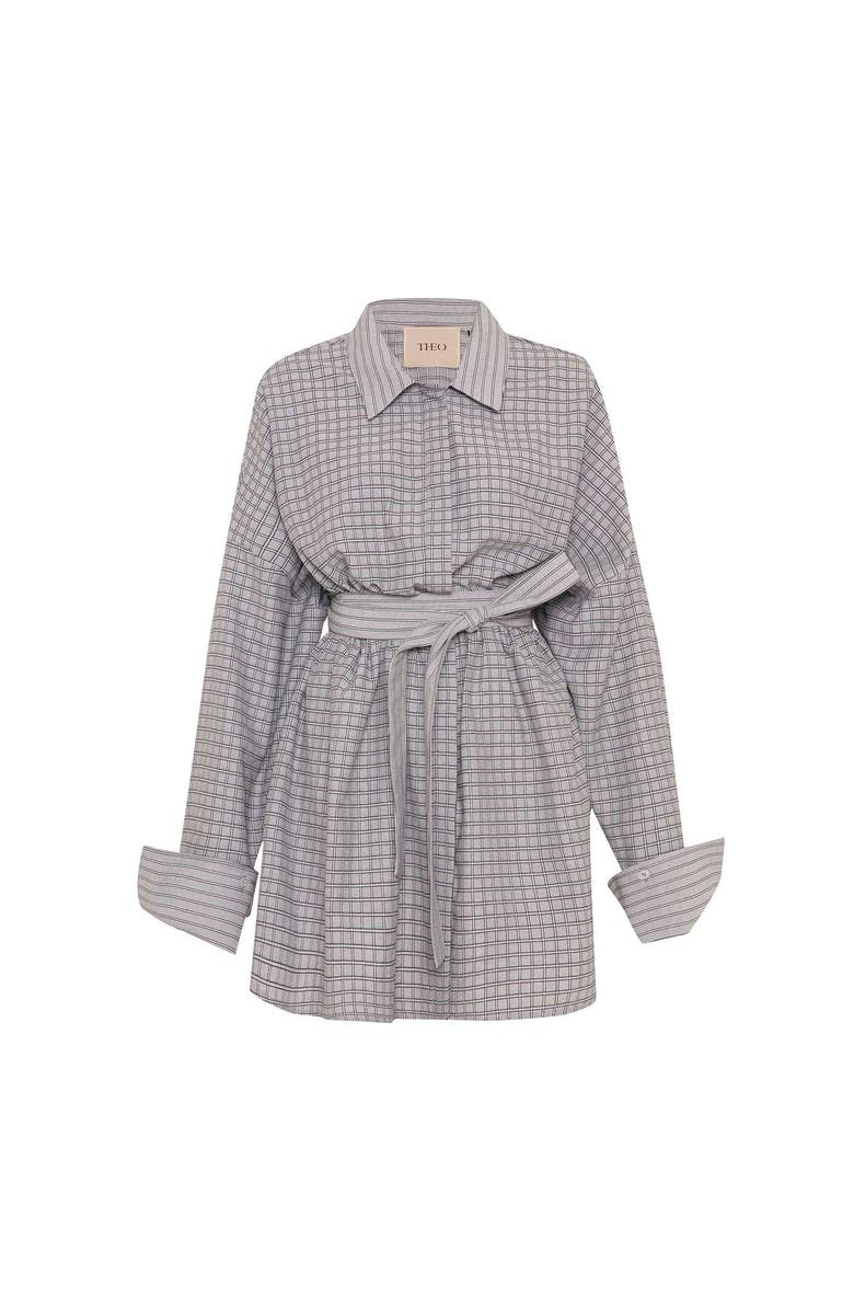 THEO The Label Echo Plaid Fit-and-Flare Mini Dress, Main, color, Black