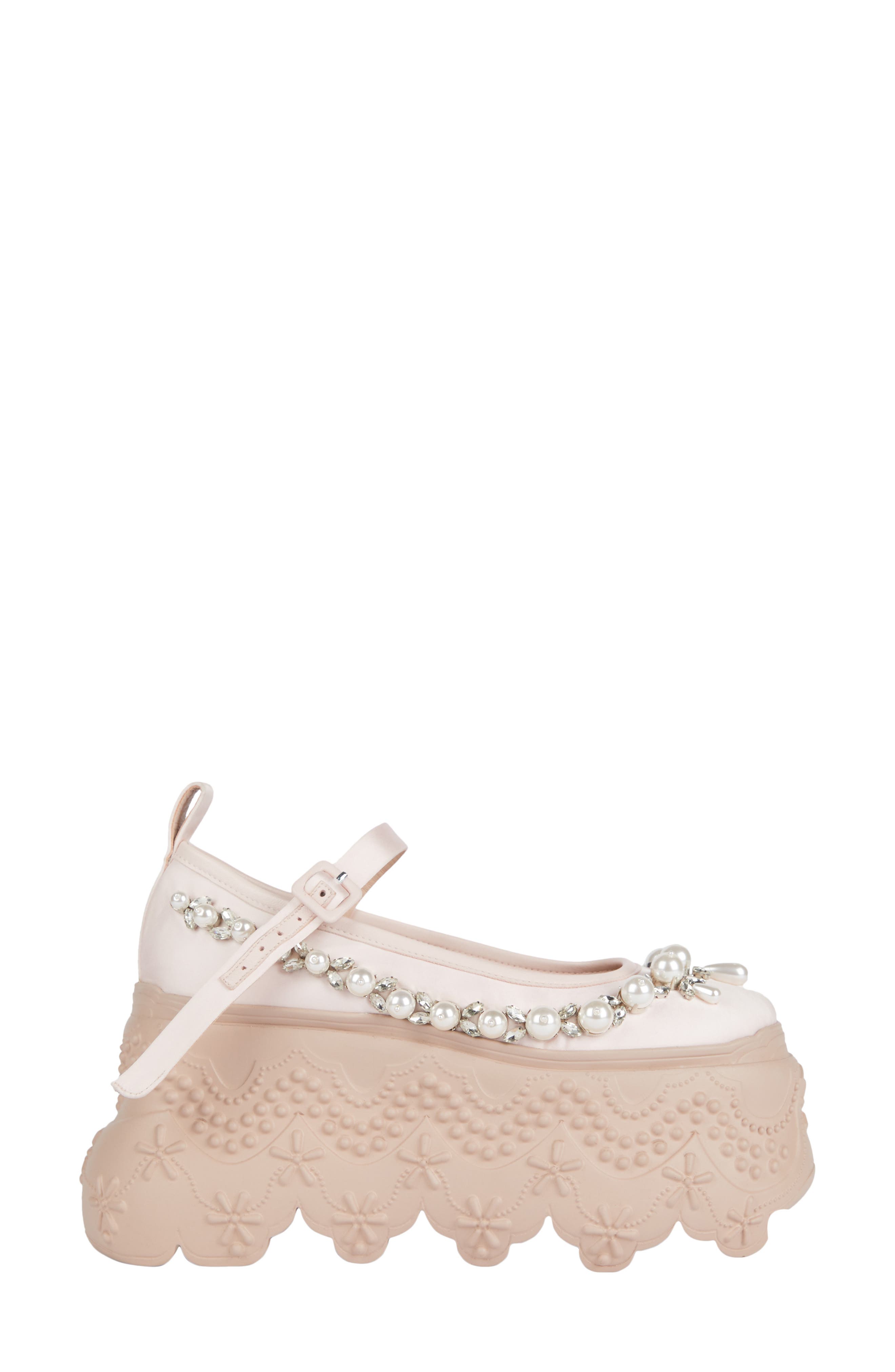 Simone Rocha Turbo Beaded Lace Platform Mary Jane Loafer, Main, color, 