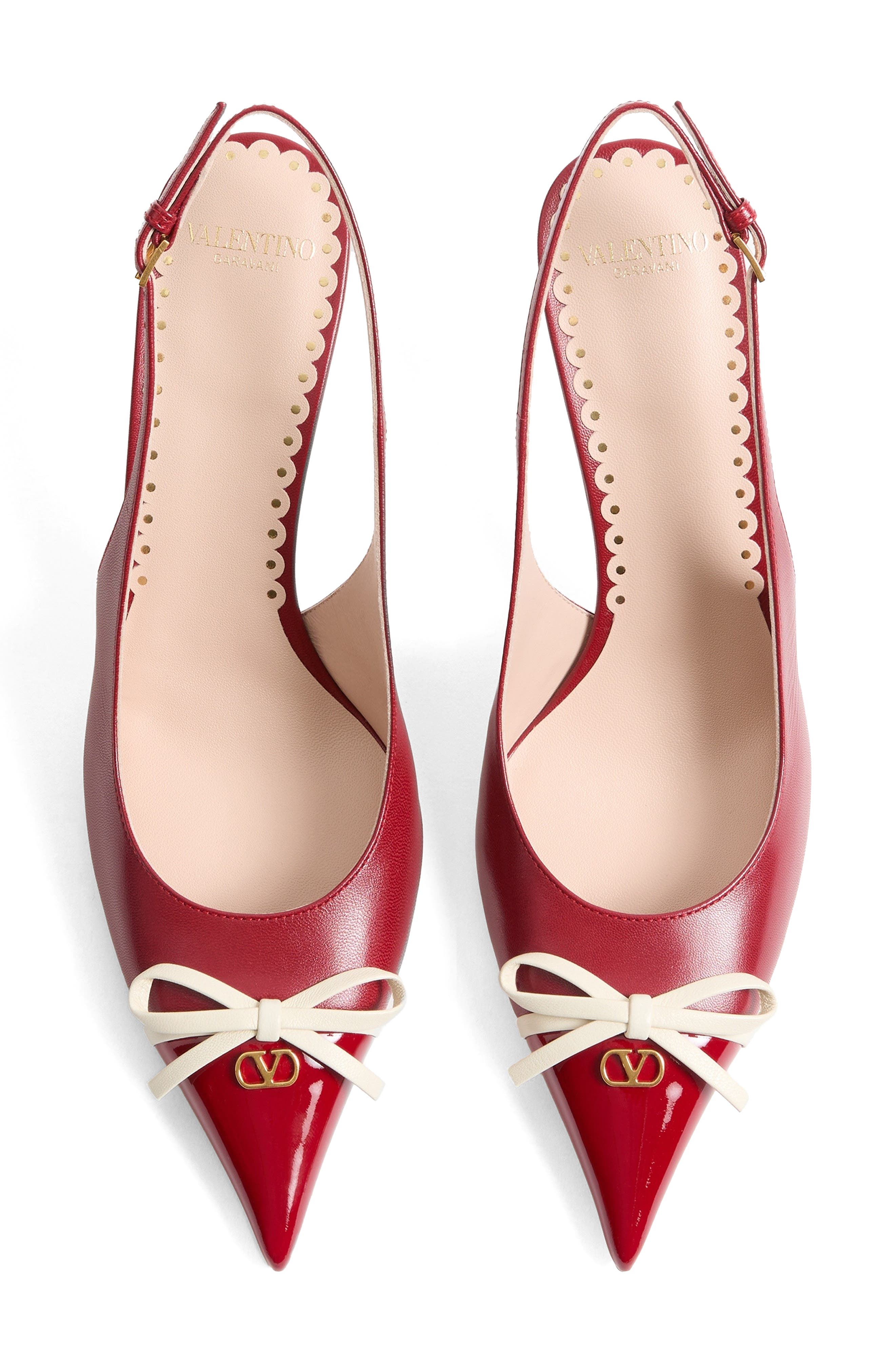 Bepointy Pointed Toe Slingback Pump, Alternate, color, RED/ IVORY