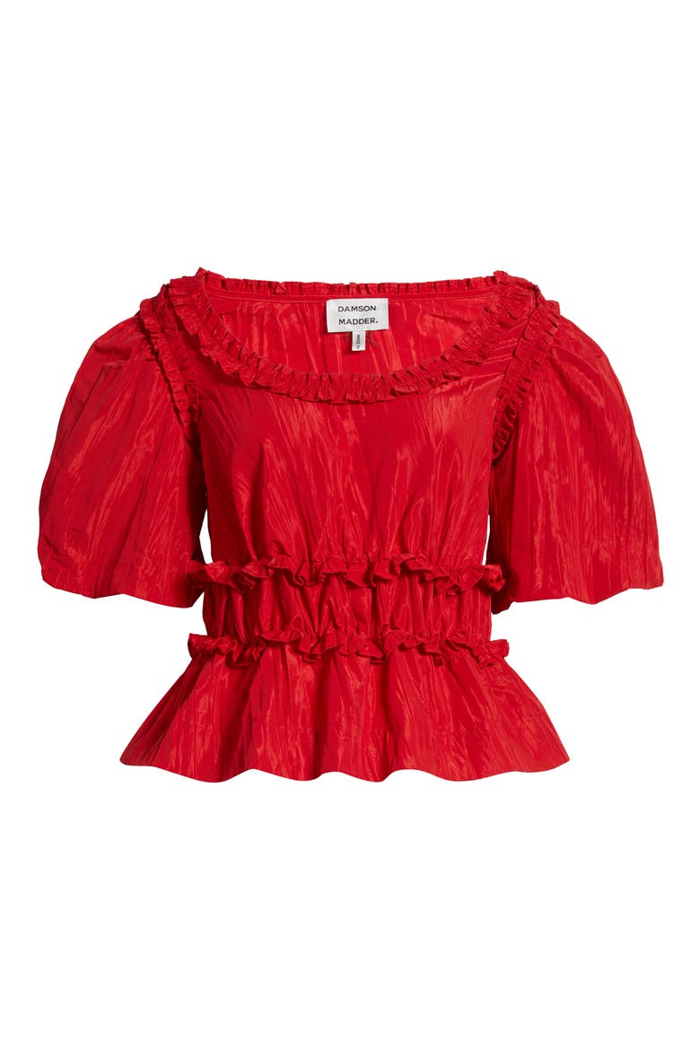 Everly Ruffled Peplum Top, Alternate, color, RED