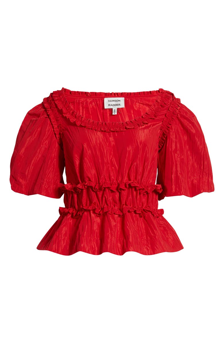Damson Madder Everly Ruffled Peplum Top, Alternate, color, Red
