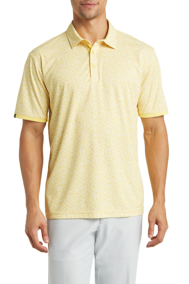 Fore Scatter Print Golf Polo, Main, color, LEMON