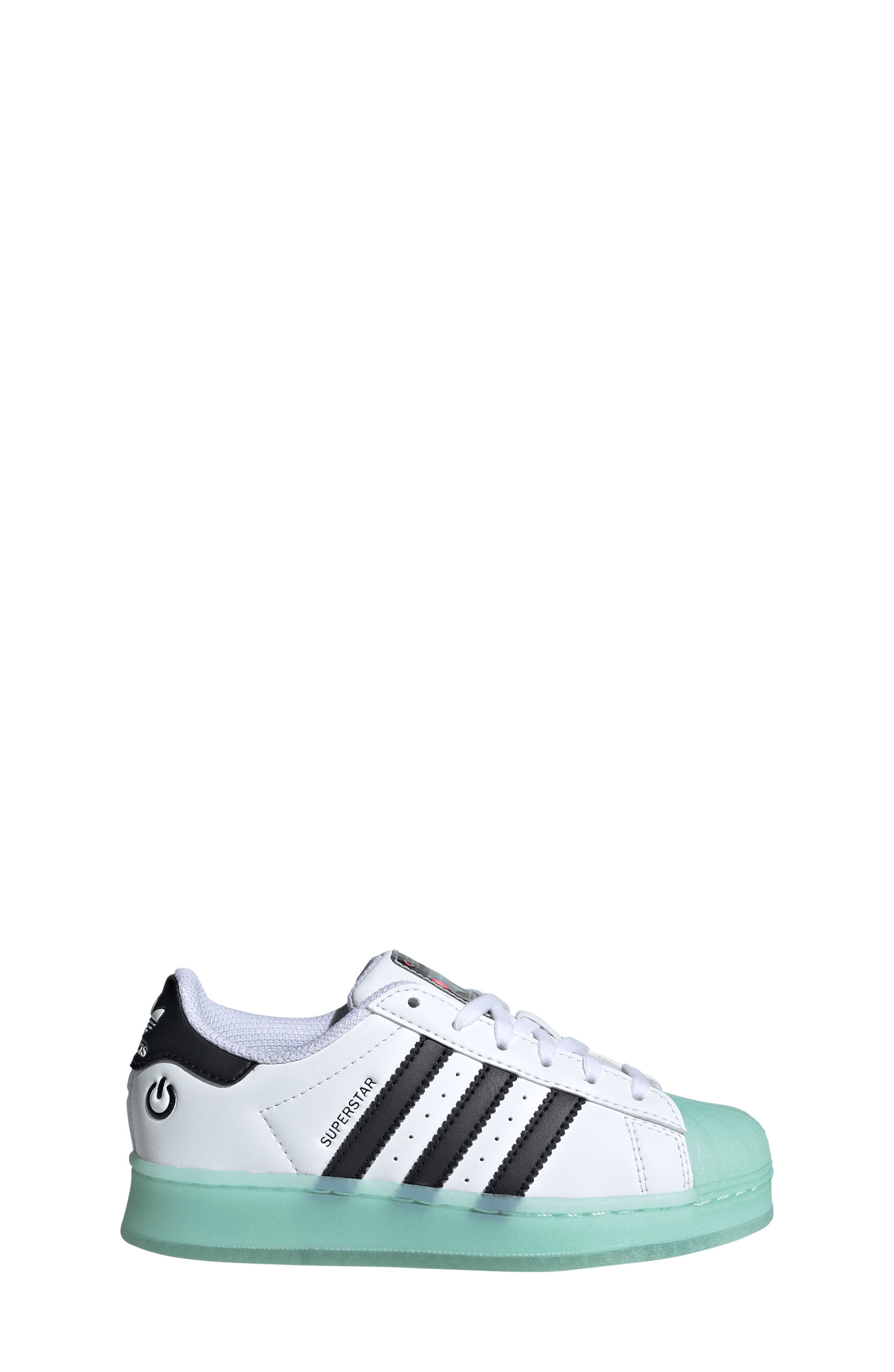 adidas Kids' Superstar LED Lights Sneaker, Alternate, color, White/ Semi Flash Aqua/ Black