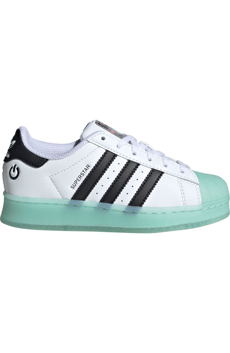 adidas Kids' Superstar LED Lights Sneaker, Alternate, color, White/ Semi Flash Aqua/ Black