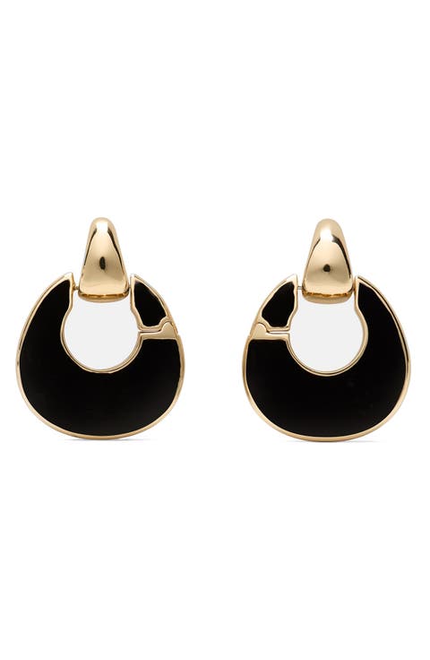 Enamel Drop Hoop Earrings
