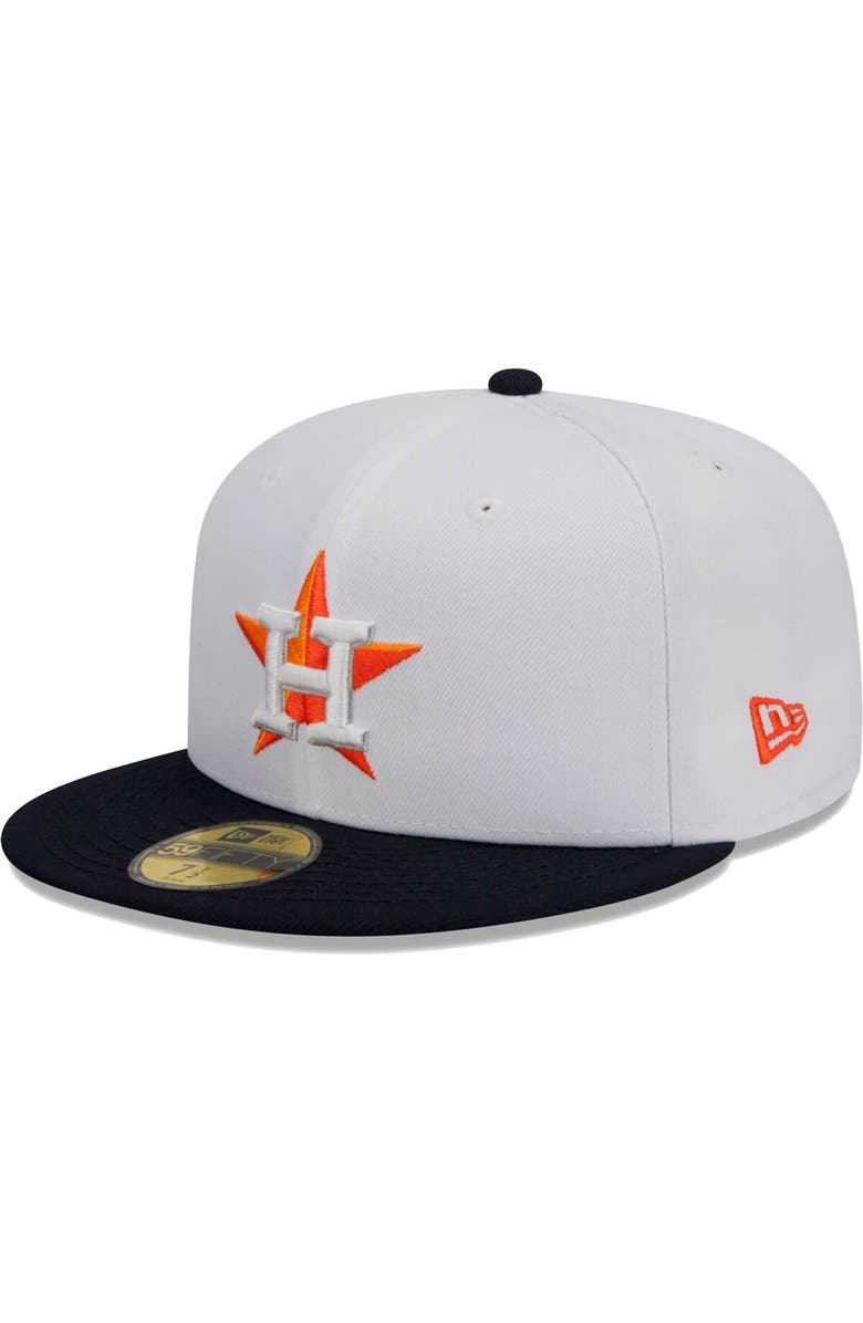 New Era Men's New Era White/Navy Houston Astros Optic 59FIFTY Fitted Hat, Main, color,