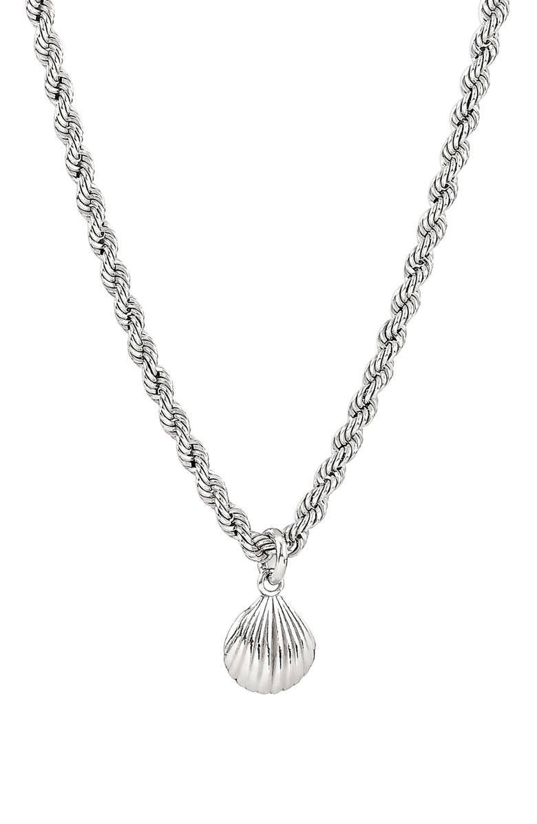 AMERICAN EXCHANGE Primavera Made in Italy Seashell Pendant Necklace, Main, color, Silver