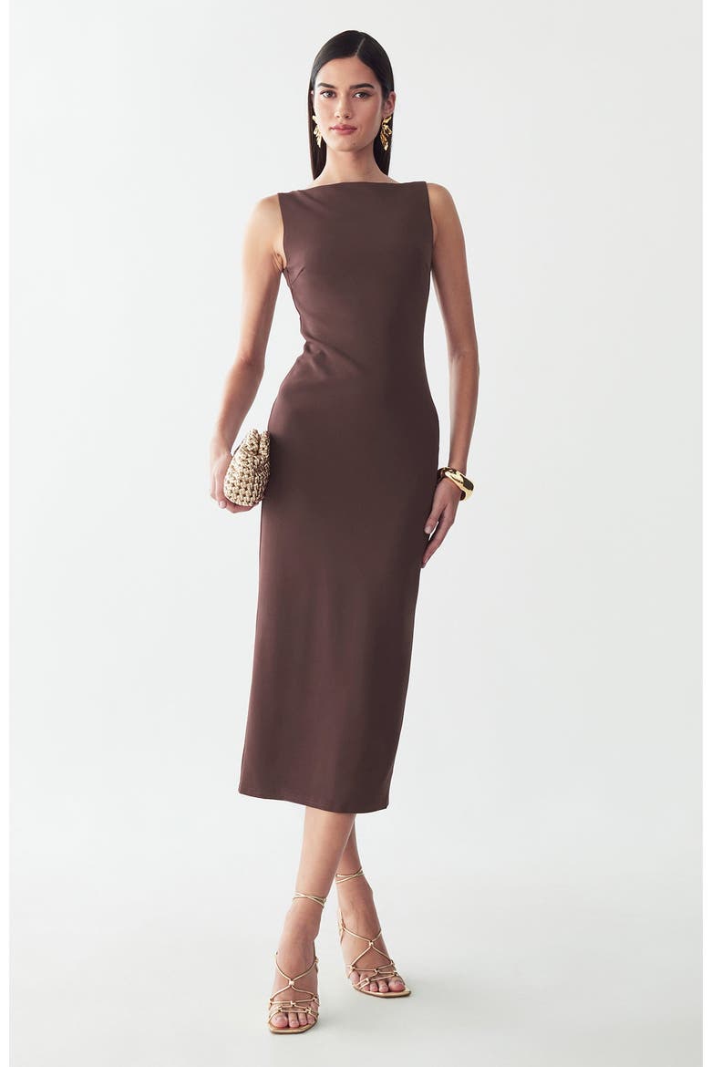 Shian Midi Dress, Alternate, color, Chocolate