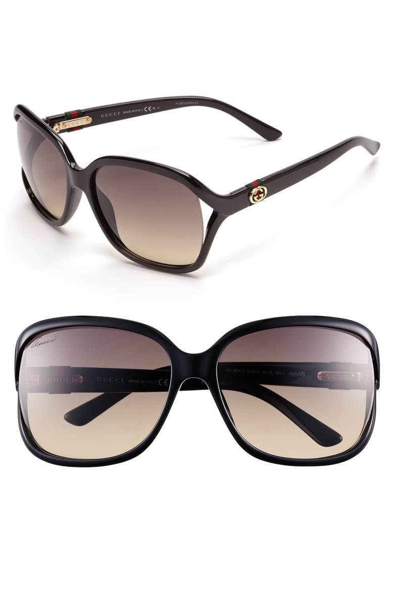 60mm Oversized Sunglasses, Main, color, BLACK