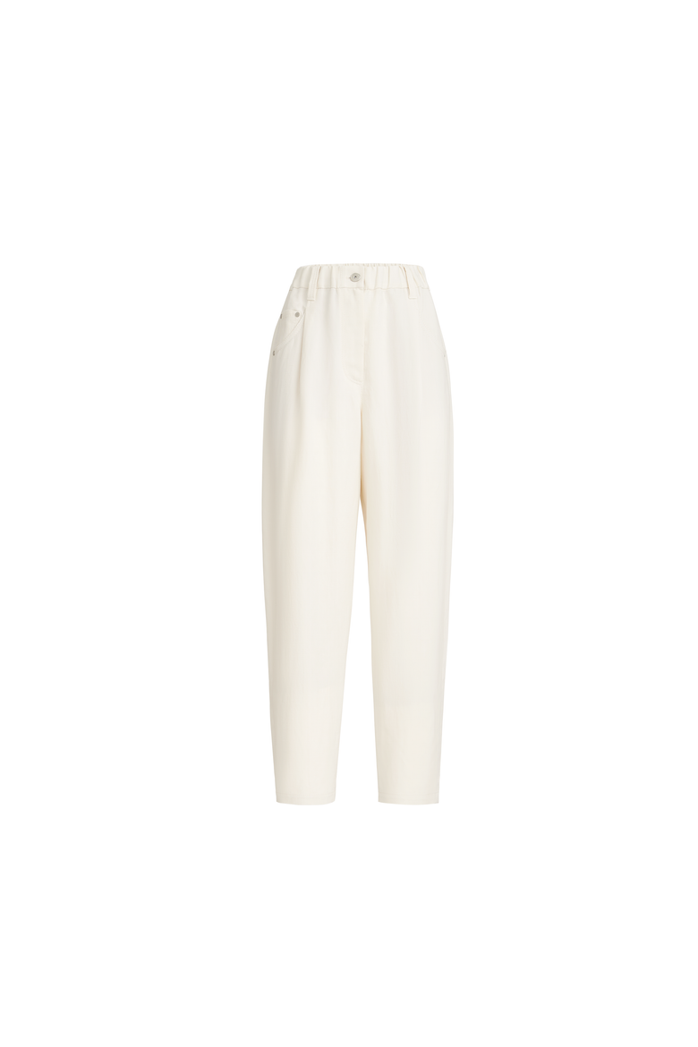 Fluid twill baggy trousers, Alternate, color, Ivory