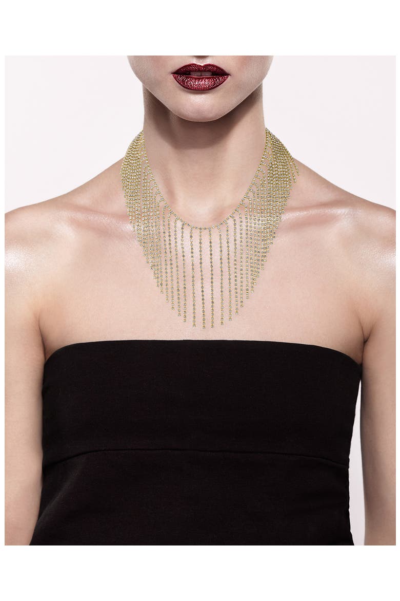 Multistrand Crystal Statement Necklace, Alternate, color, CLEAR/ GOLD
