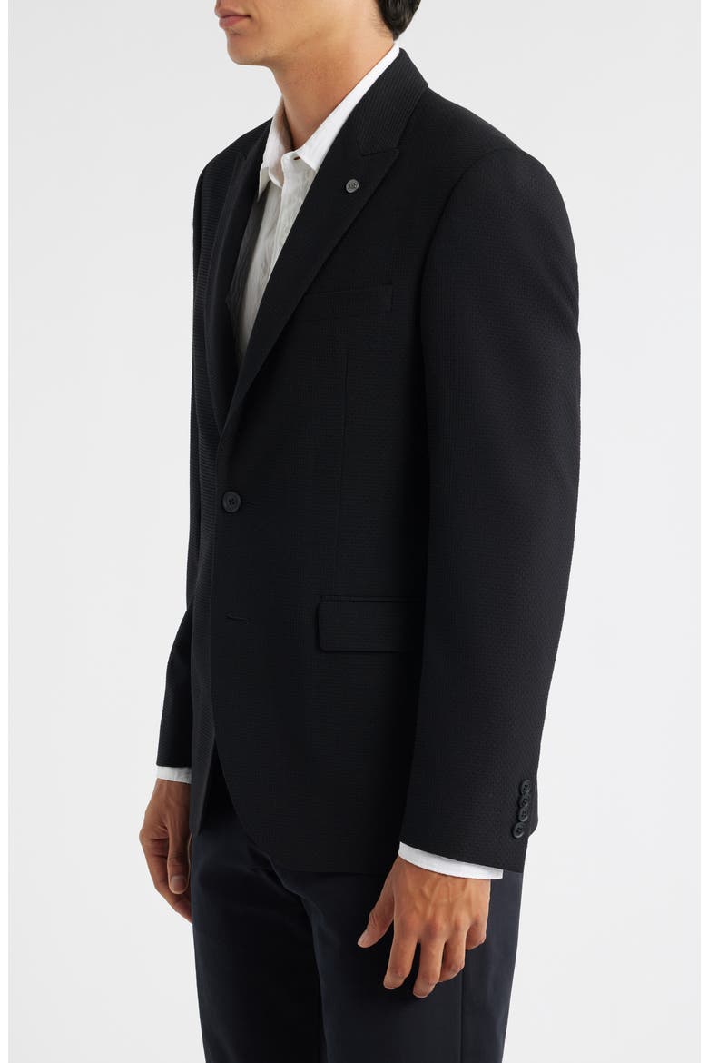 Rawdon Slim Fit Black Textured Wool Blend Peak Lapel Sport Coat, Alternate, color, BLACK