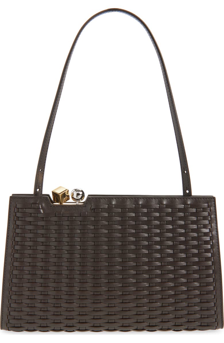 Jacquemus Le Salon Woven Leather Shoulder Bag, Alternate, color, Dark Brown 880