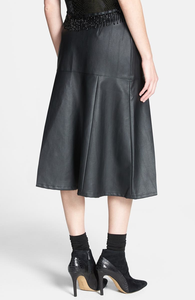 Tildon Faux Leather Flared Midi Skirt, Alternate, color, 