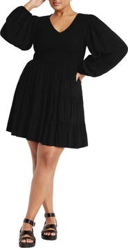 City Chic Iris Arielle Balloon Sleeve Minidress