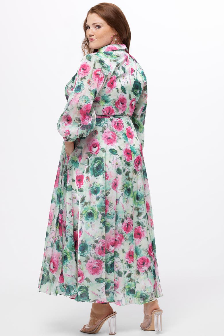 Long Sleeve Floral Button Down Plus Size Dress, Alternate, color, Floral