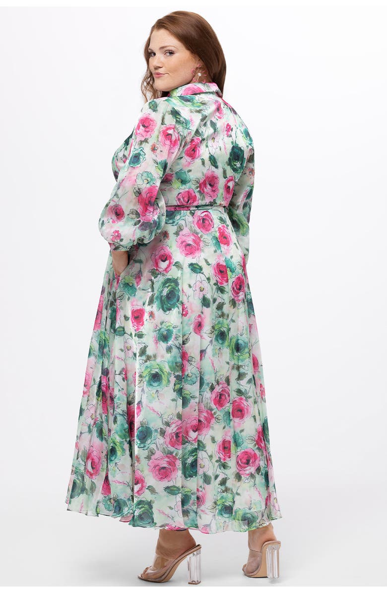 Celebrations by Sydney's Closet Long Sleeve Floral Button Down Plus Size Dress, Alternate, color, Floral