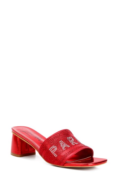 Messels Rhinestone Embellished Slide Sandal (Women)